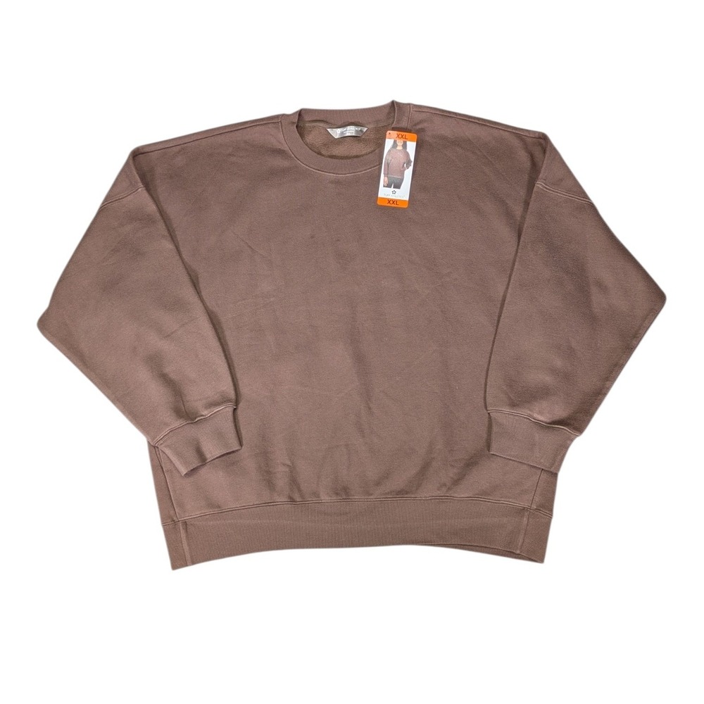 Tuff Athletics Women XXL Brown Fleece Lined Crewneck Sweatshirt NWT 1804994